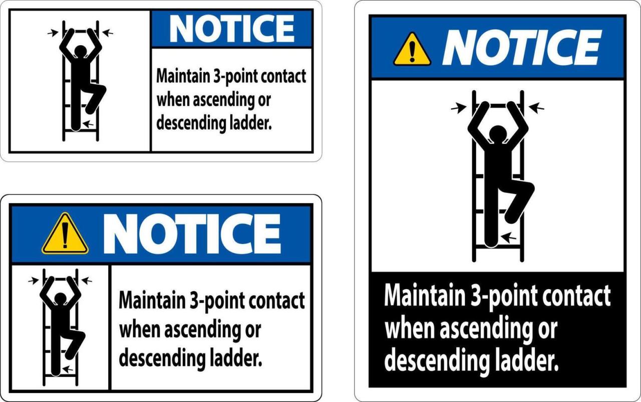 Notice Maintain 3 Point Contact When Ascending Or Descending Ladder ...