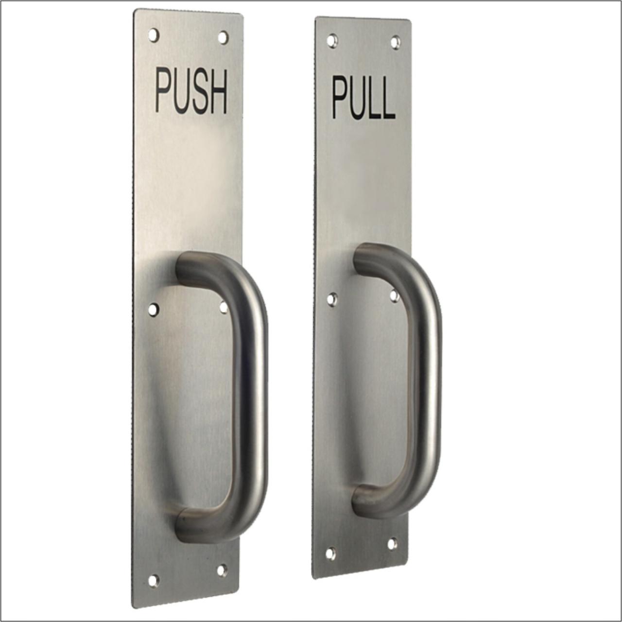 Push Pull Door Stainless Steel Handle Pair Brushed 300 X 100 X 1.5mm ...