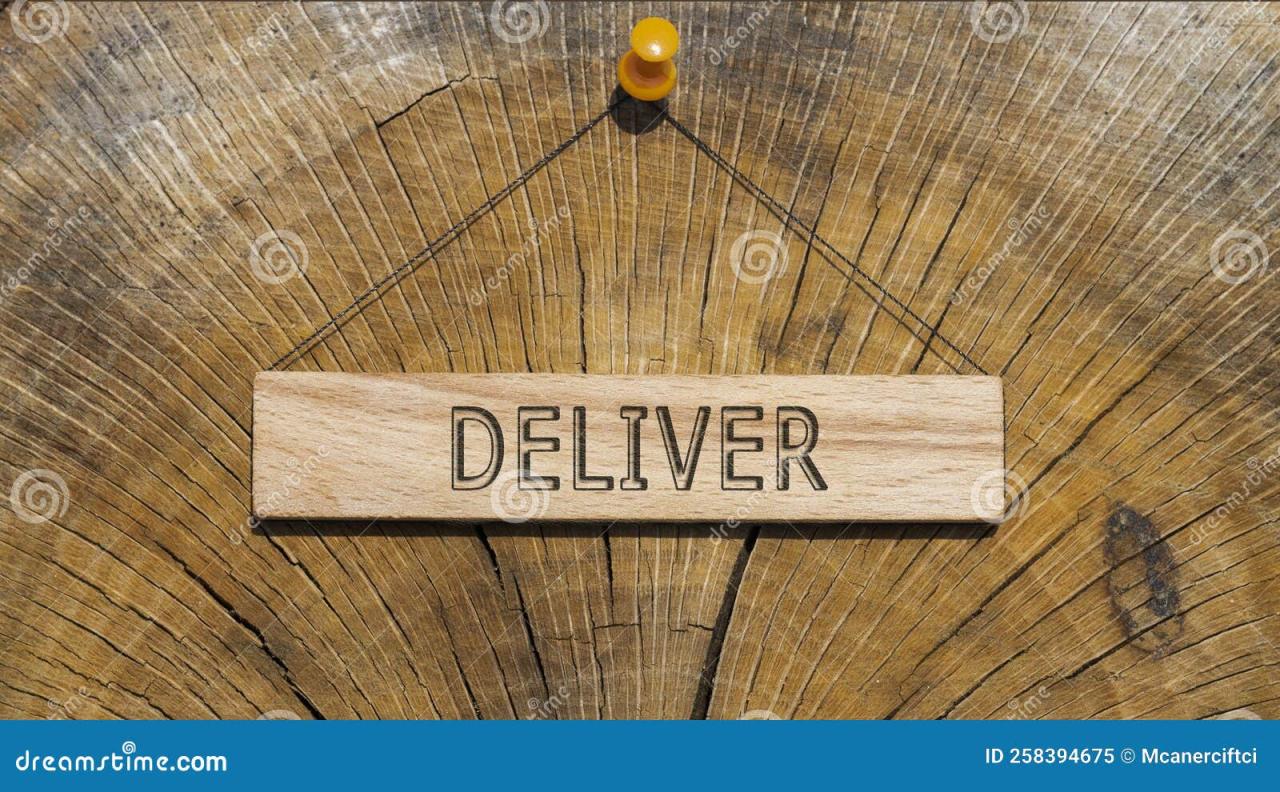 The Word Deliver. Written on Wooden Rectangular Frame Surface Stock ...